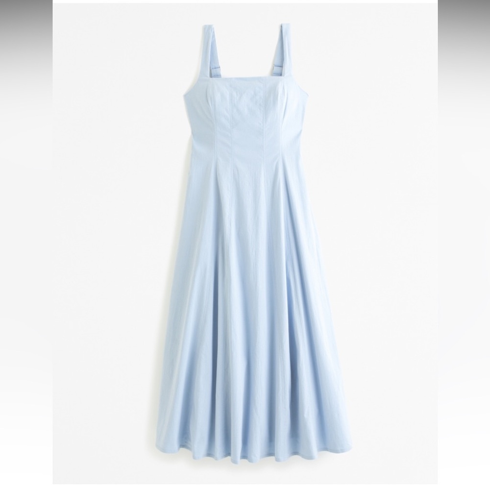 Abercrombie and fitch square neck stretch midi dress light blue XS tall